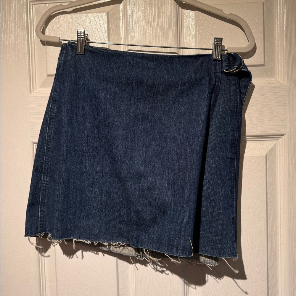 Madewell Blue Asymmetrical Pencil Mini Skirt